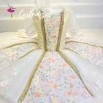 Champagne Floral Tutu Classic Ballet Costume for Sleeping Beauty Nutcracker Professional Ballet Tutu