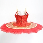 Finger Fairy Red Ballet Tutus For Competition Golden Trims #T0222