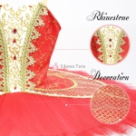 Finger Fairy Red Ballet Tutus For Competition Golden Trims #T0222