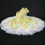 Yellow Singing Fairy Ballet Tutu Dress With Flower #T0231