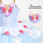 Light Blue Classical Ballet Tutu Flower Decorate Competition-Level #T0303