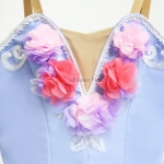 Light Blue Classical Ballet Tutu Flower Decorate Competition-Level #T0303