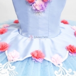 Light Blue Classical Ballet Tutu Flower Decorate Competition-Level #T0303