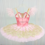 Pancake Beautiful Pink Ballet Tutus For Adult Golden Trims Recommend #T0342