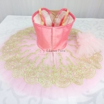 Pancake Beautiful Pink Ballet Tutus For Adult Golden Trims Recommend #T0342