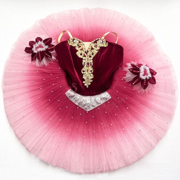 Pancake Professional Ballet Tutu For Sale Red Gradient Color #T0383