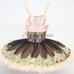 Professional Black And Gold Ballet Tutu Pancake Tutu With Flower #T0388