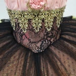 Professional Black And Gold Ballet Tutu Pancake Tutu With Flower #T0388