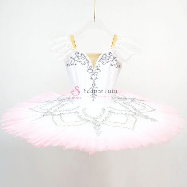 White Sleep Beauty Classical Ballet Tutu Pink Edge #T0396