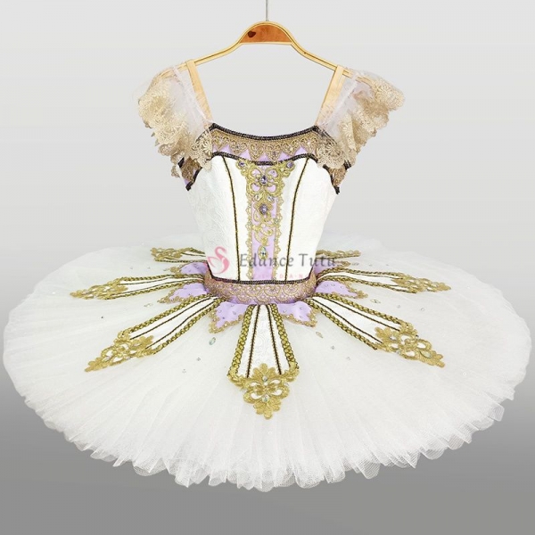 Beautiful Ballet Tutus Variation Golden Trims Competition-Level #T0402