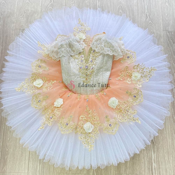 Esmeralda Professional Ballerina Costumes Pancake Tutu Flower Decorate #T0405