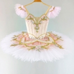 Classical Ballet Tutu Pink Costumes Golden Trims Nutcracker (Cost Effect) #T0469