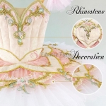 Classical Ballet Tutu Pink Costumes Golden Trims Nutcracker (Cost Effect) #T0469