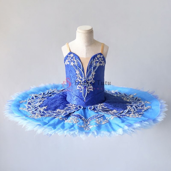 Yagp Blue Dance Ballet Costumes Pancake Tutu Silver Decorate #T0489