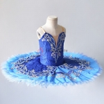 Yagp Blue Dance Ballet Costumes Pancake Tutu Silver Decorate #T0489