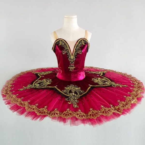 Wine Red Autumn Fairy Ballet Costumes For Sale Competition-Level #T0501