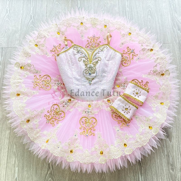 Professional Pink Ballet Tutu With Golden Trims (Cost-Effect) #T0503