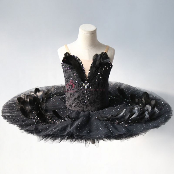 Professional Yagp Black Swan Ballet Costumes Variation Feather Decorate #T0514