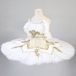 Lace White Ballet Costumes For Adults, Child With Golden Trims #T0516