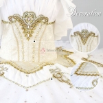 Lace White Ballet Costumes For Adults, Child With Golden Trims #T0516