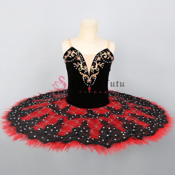 Professional Black Red Paquita Costumes Ballet Tutu Variation #T0536