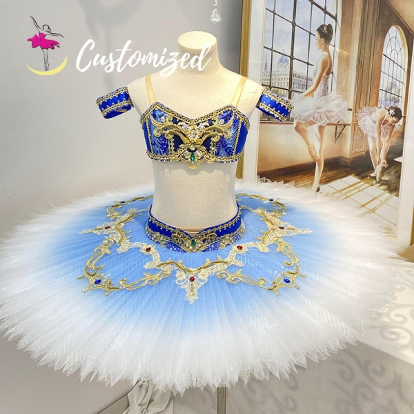 Two Pieces Professional Ballet Tutu Ombre Blue Color Le Corsaire Classic Ballet Costumes