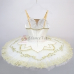 White Professional Tutu For Ballet Golden Trims #T0568