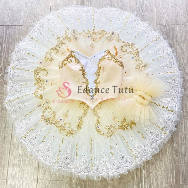 Ge Beilia Champagne Girls Ballet Tutu Professional Pancake Tutu #T0581