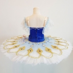 Professional Ballet Tutu Blue Gradient Color Golden Trims Sequin #T0583