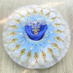 Professional Ballet Tutu Blue Gradient Color Golden Trims Sequin #T0583