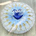 Professional Ballet Tutu Blue Gradient Color Golden Trims Sequin #T0583