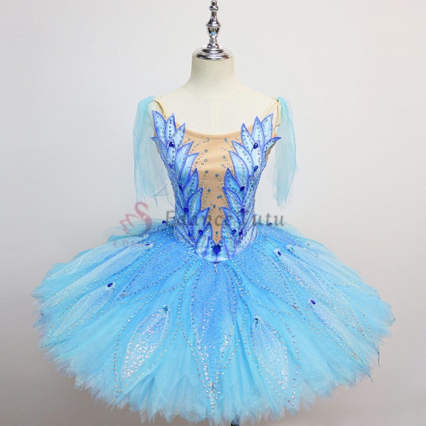 Competition-level Blue Bird Ballet Professional Tutu With Feather Pattern #T0597